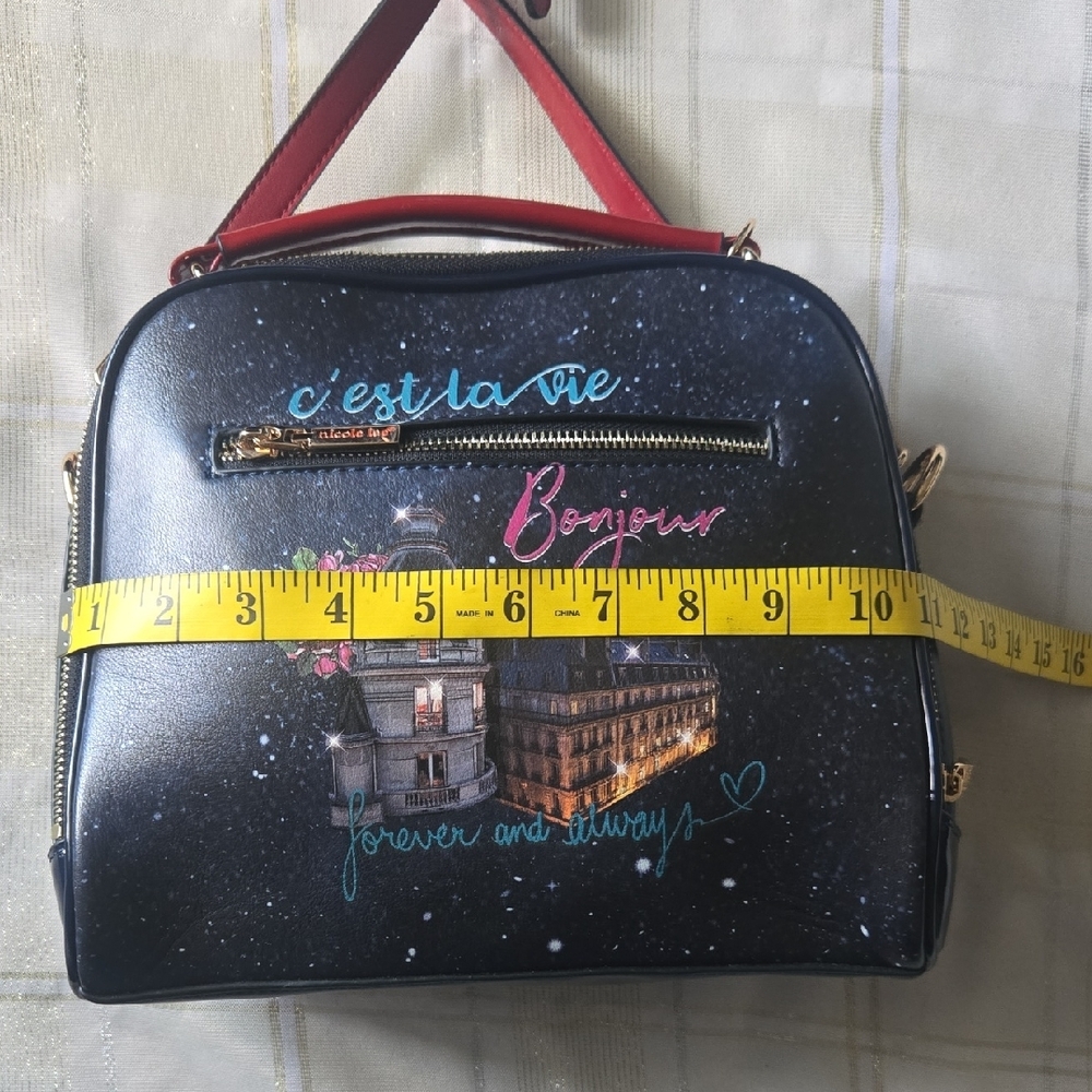 Nicole Miller, "Tonight For You", Red & Blue Crossbody Bag - Picture 7 of 14